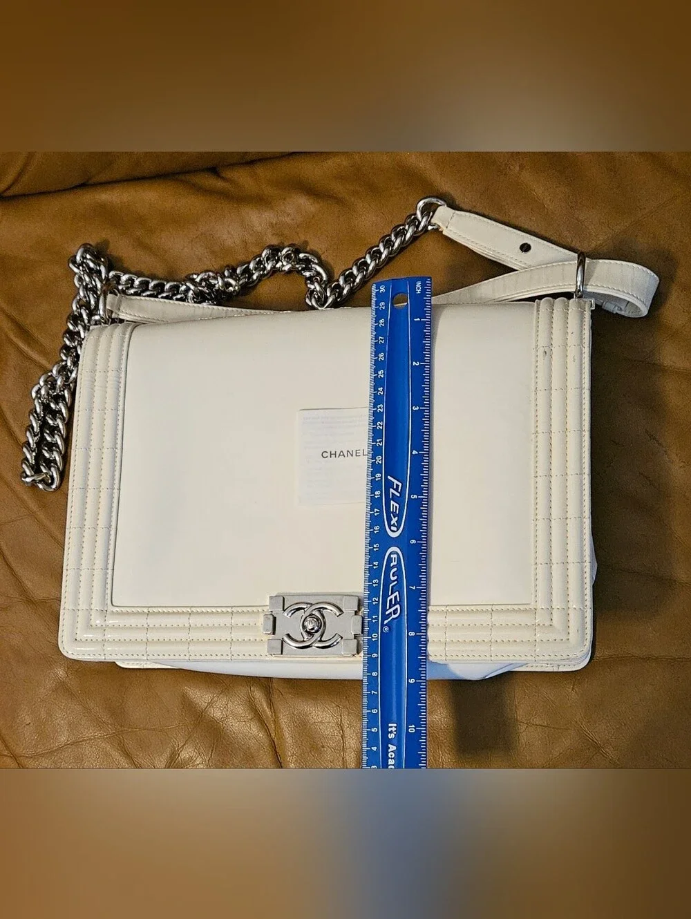 Chanel Boy Cream Leather High-End Luxury Chain Shoulder Bag (LIMITED EDITION)